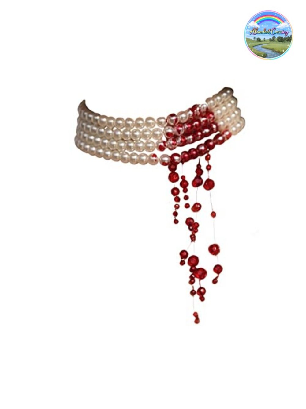 Handmade Vampire Choker Dripping Blood Imitation Pearl Necklace Gothic